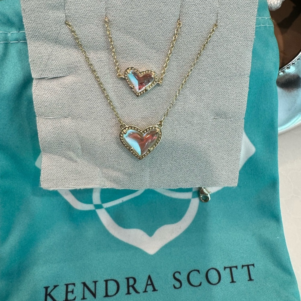 Kendra Scott Ari Necklace & Bracelet gold & dichroic glass